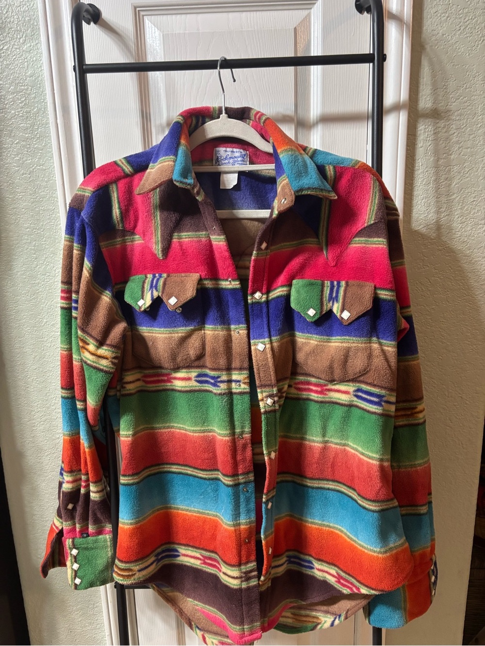 Striped Multicolor Fleece Teddy Jacket – Women's Cozy Button-Up